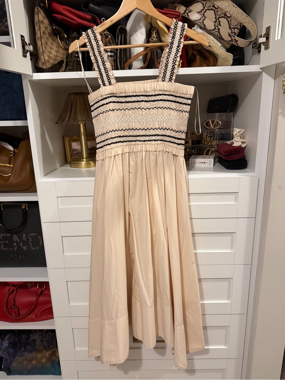Rails Cream Smocked High-Low Midi Dress with Braided Straps - Picture 5 of 5